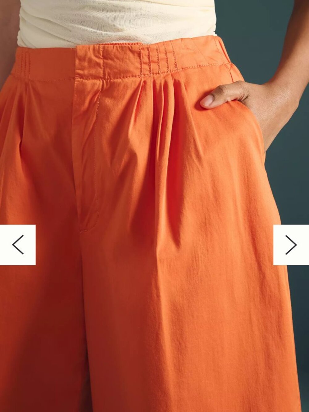 Maeve Orange Cropped Wide-Leg Cotton Trousers - Picture 2 of 3